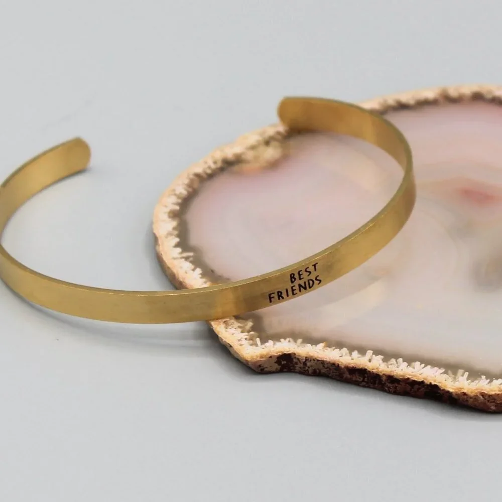 Jewelry bracelet cuff Best Friend Friendship gold tone dainty minimalist new